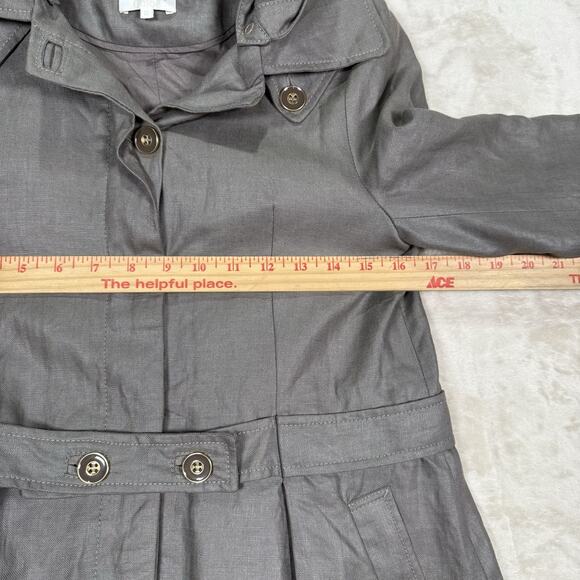 Chloe Gray Linen Hooded Trench Coat Jacket Women’s Size UK 12 US 8 FR 40 - Picture 9 of 12